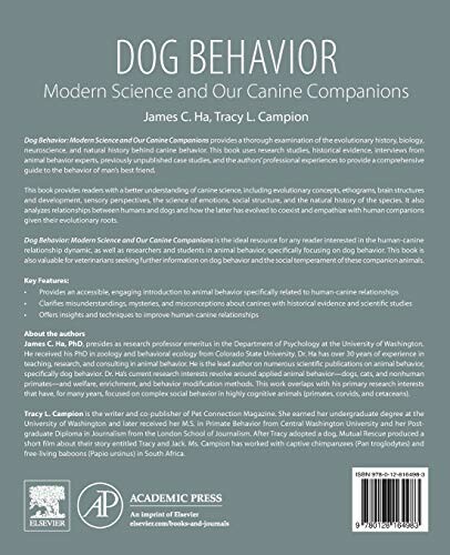 Back cover of 'Dog Behavior: Modern Science and Our Canine Companions' book.