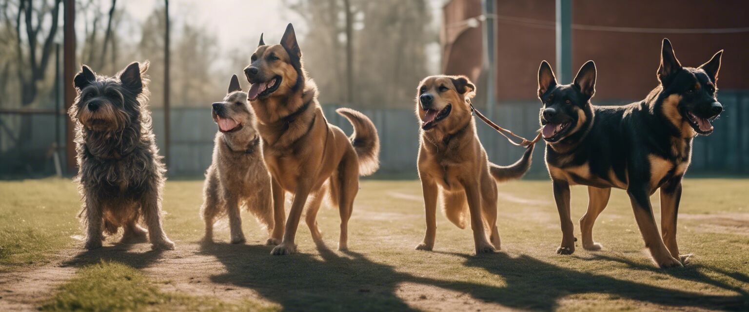 Group dog training class