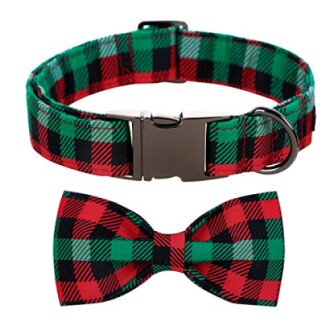 Maca Bates Christmas Checkered Dog Collar