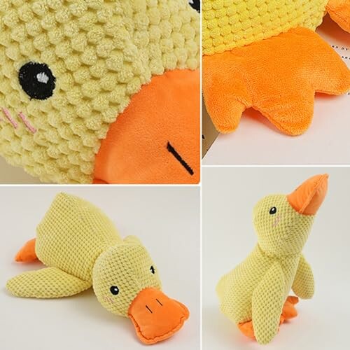 Soft plush yellow duck toy with orange beak and feet