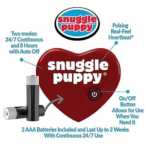 Snuggle Puppy heartbeat toy with features highlighted.